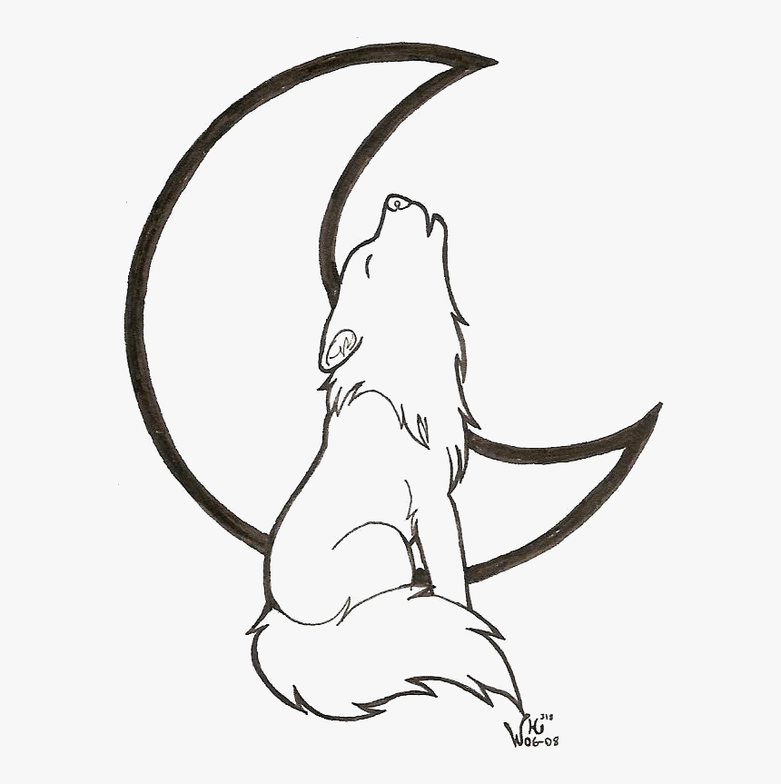 Wolf Head Outlines Wolf And Moon Drawing Easy, HD Png Download kindpng