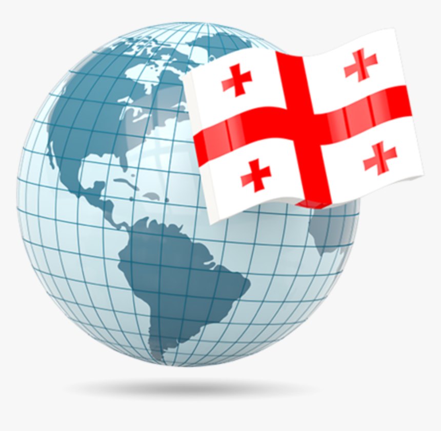 Globe With Flag - Georgia Flag With Globe, HD Png Download, Free Download