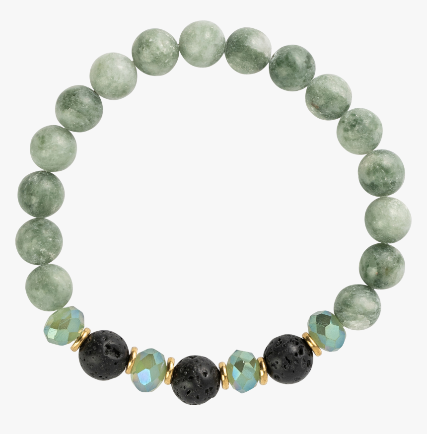 *green Jade Stones 3 Black Lava Beads - Mookaite Jasper Bracelet, HD Png Download, Free Download