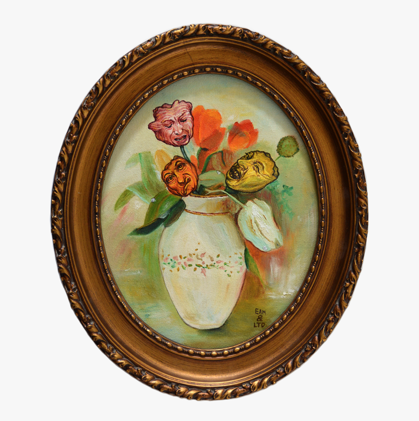 Oval Oil Painting Baroque Ornate Old Fashioned Gilt - Ceramic, HD Png Download, Free Download