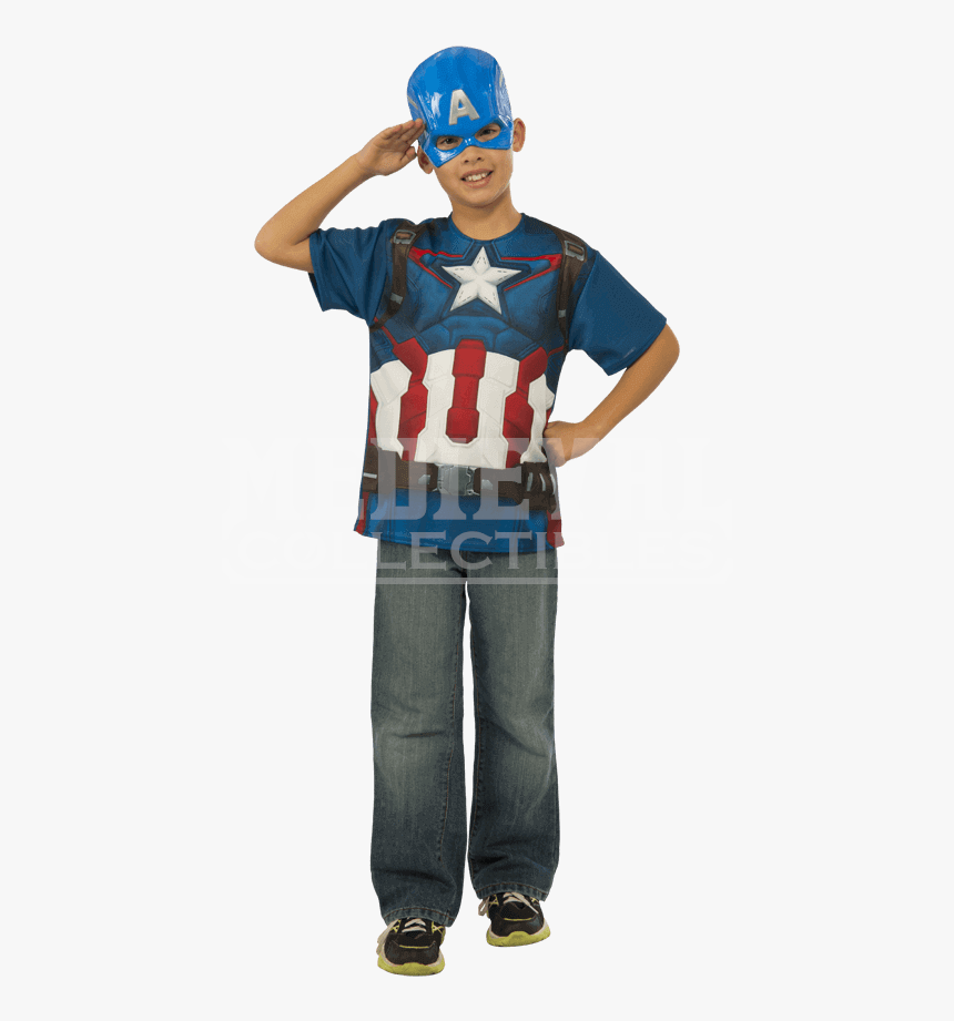 Kids Avengers 2 Captain America Costume Top And Mask - Avengers: Age Of Ultron, HD Png Download, Free Download