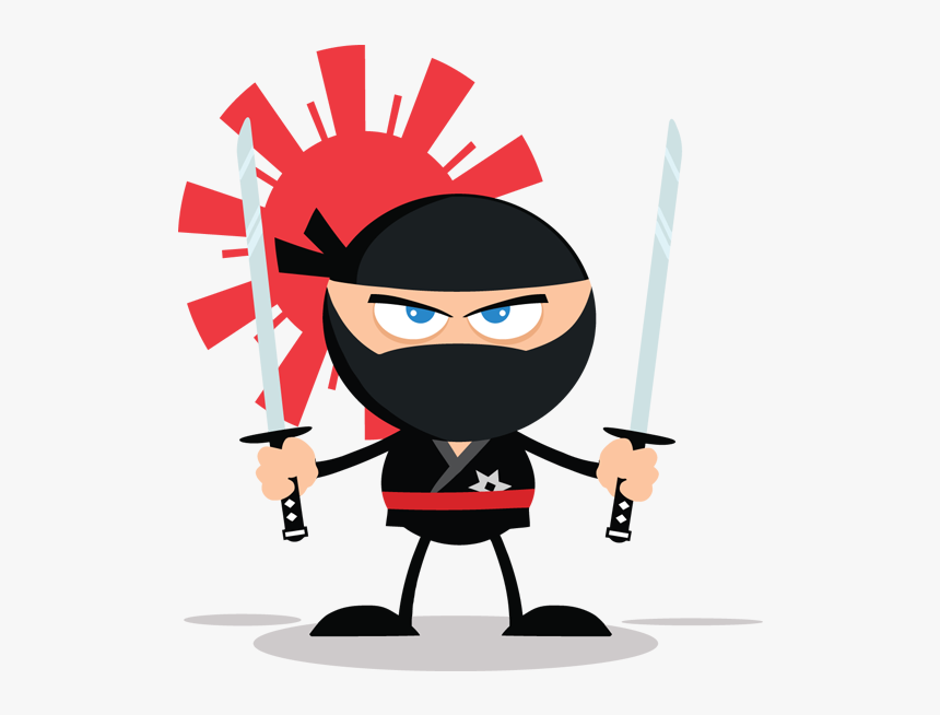 Ninja Warrior Cartoon Mascot Character With Two Katana - American Ninja Warrior Cartoon, HD Png Download, Free Download