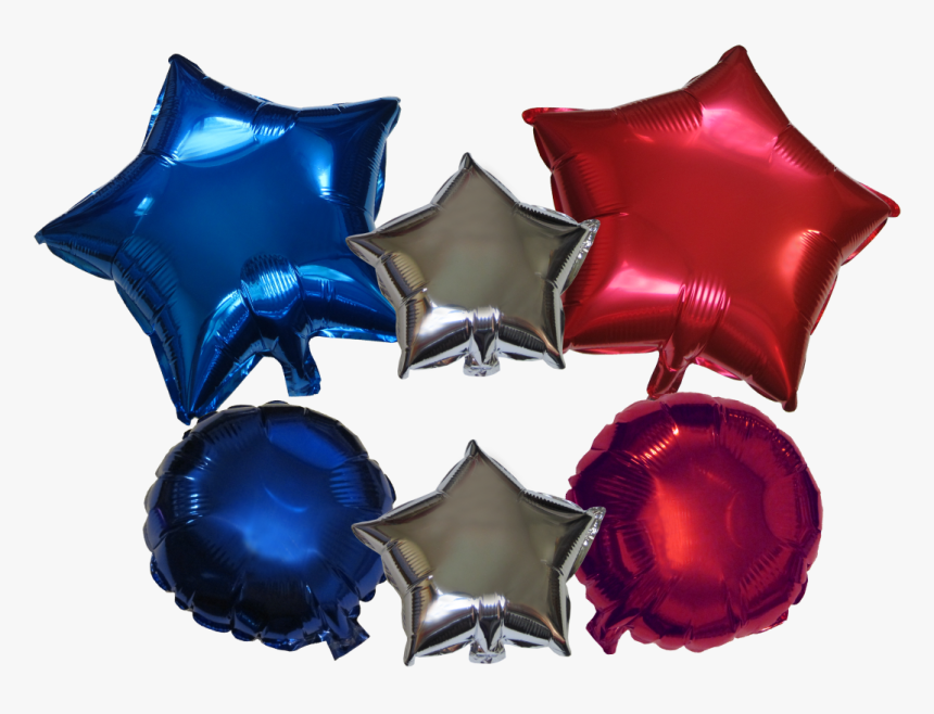 Mixed Shapes Mylar Balloons Red Blue Silver 6 Pieces - Illustration, HD Png Download, Free Download