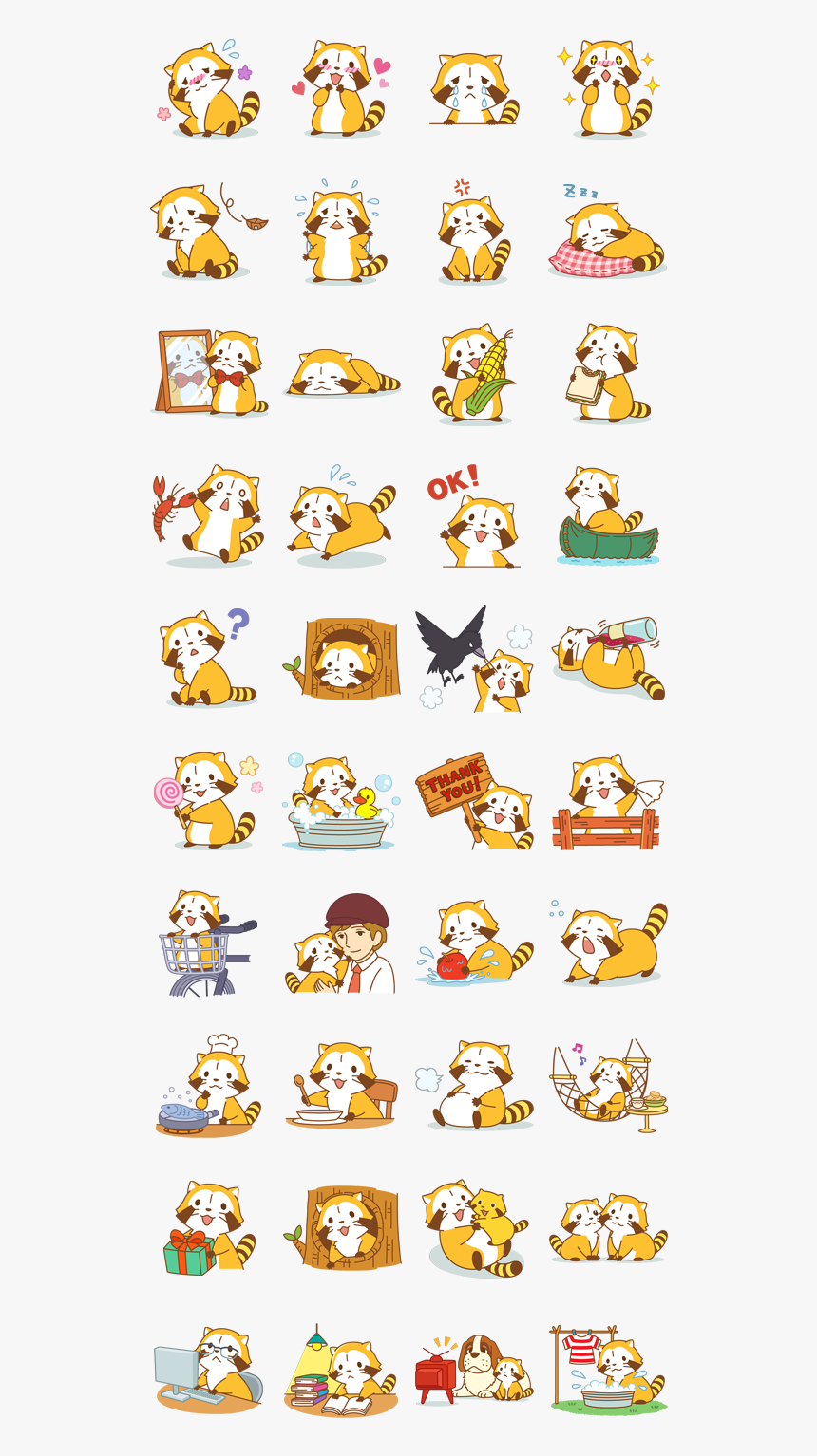 Rascal Raccoon Line Stickers, HD Png Download, Free Download