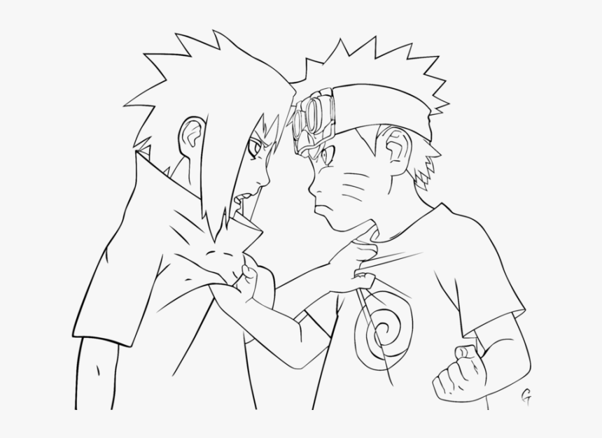 sasuke and naruto coloring page hd png download  kindpng