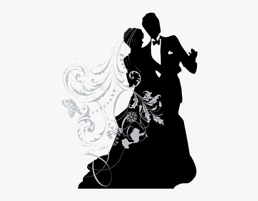 Wedding Invitation Silhouette Bridal Shower Bride - Wedding Couple Cross Stitch, HD Png Download, Free Download