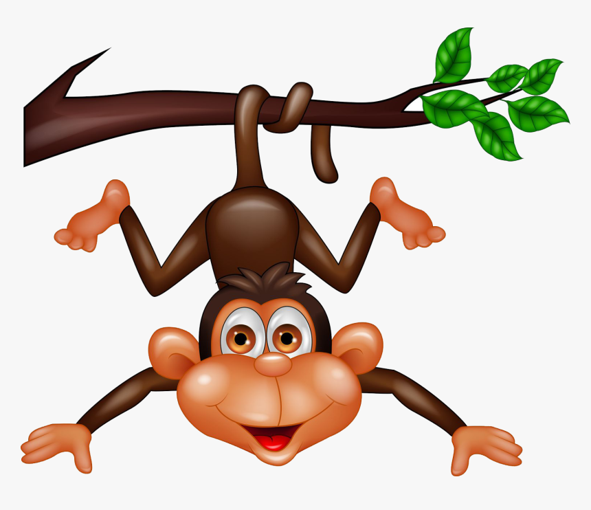 Upside Down Hanging Monkey Clipart Download - Cartoon Monkey On Tree, HD Png Download, Free Download