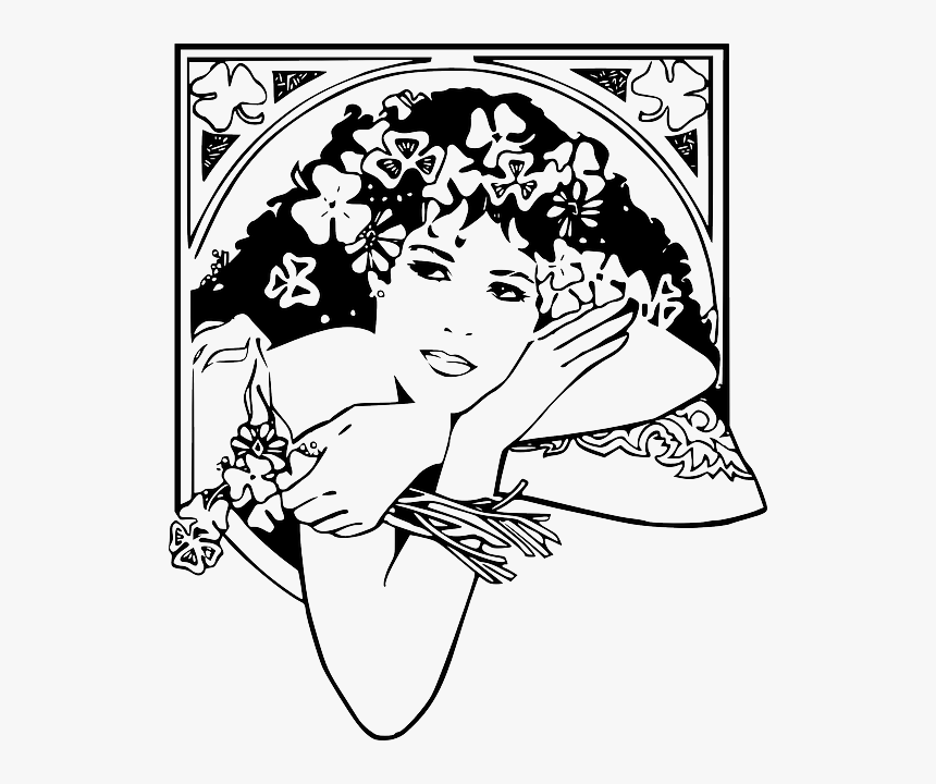 Outline, People, Woman, Girl, Flowers, Girls, Patrick - Vectores De Mujeres Blanco Y Negro, HD Png Download, Free Download