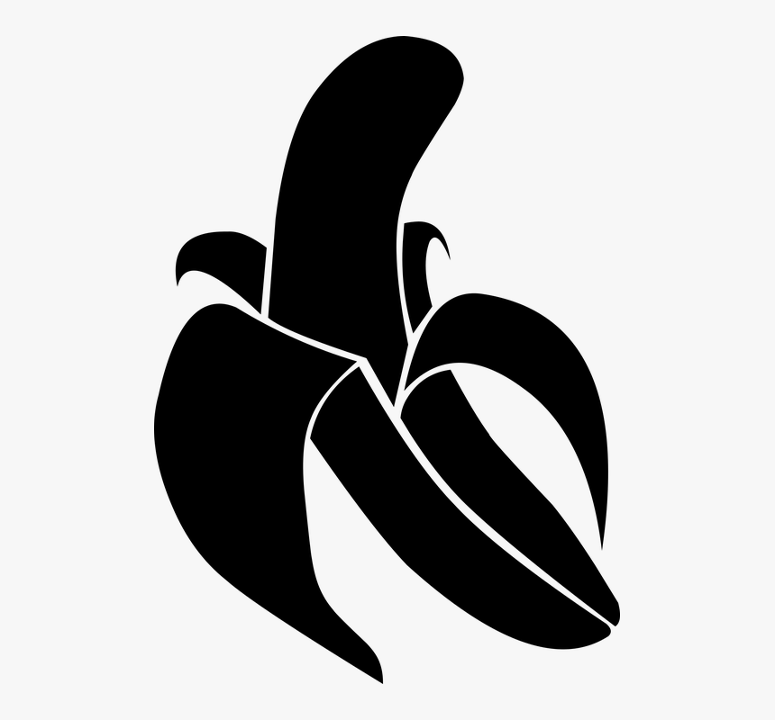 Banano, Negro Banana, Plátano Vector - Banana Vector Black And White, HD Png Download, Free Download