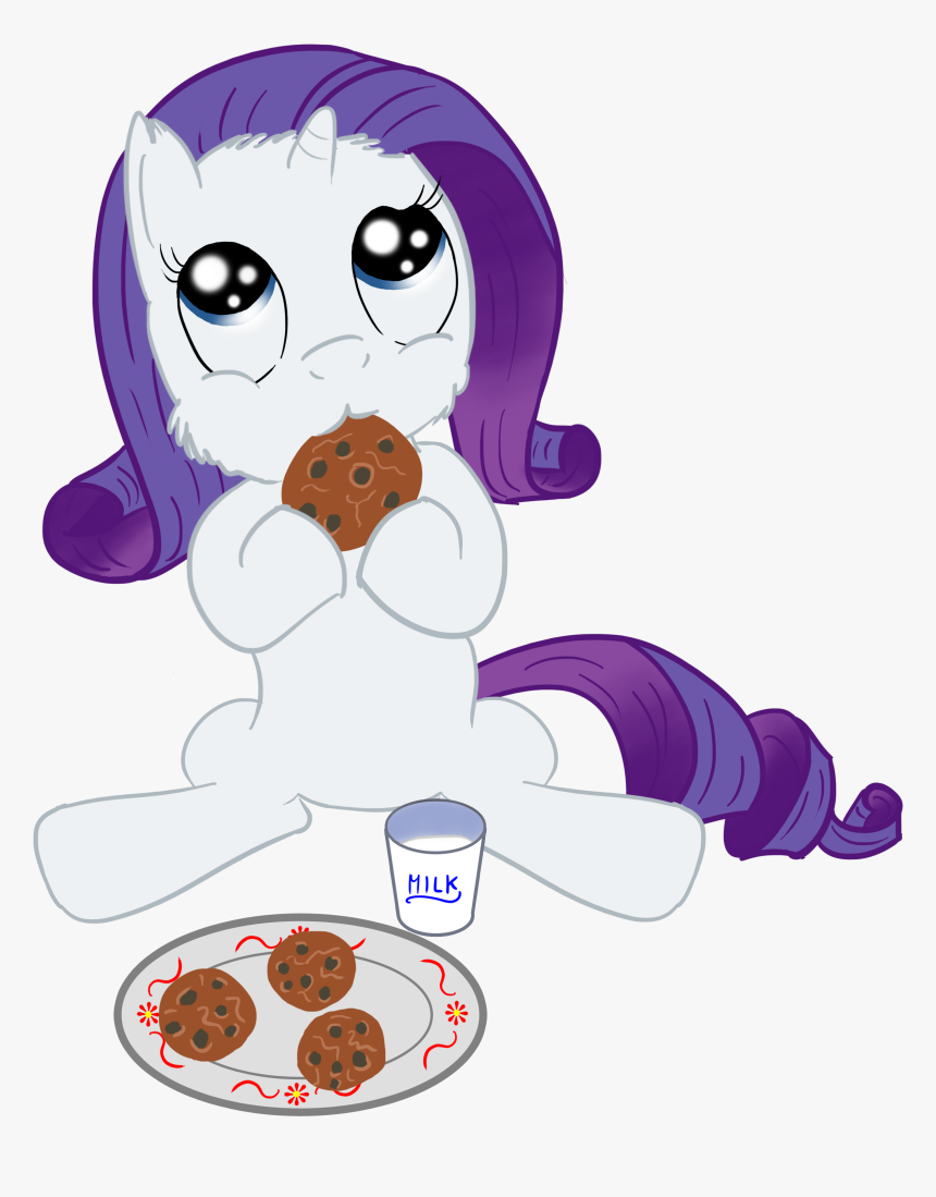 Cute Cookies And Milk - Fluffy Rarity, HD Png Download, Free Download