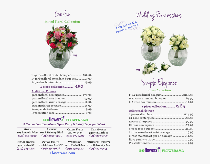 18f Wedding Bi Fold 2018 Price List For Weddings Image - Bouquet, HD Png Download, Free Download