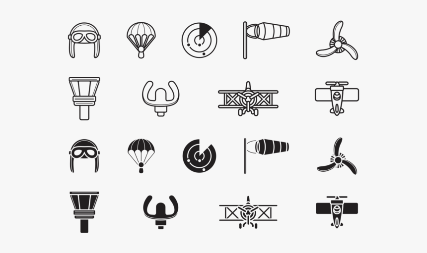 Biplane Aviation Icons - Airplane, HD Png Download, Free Download