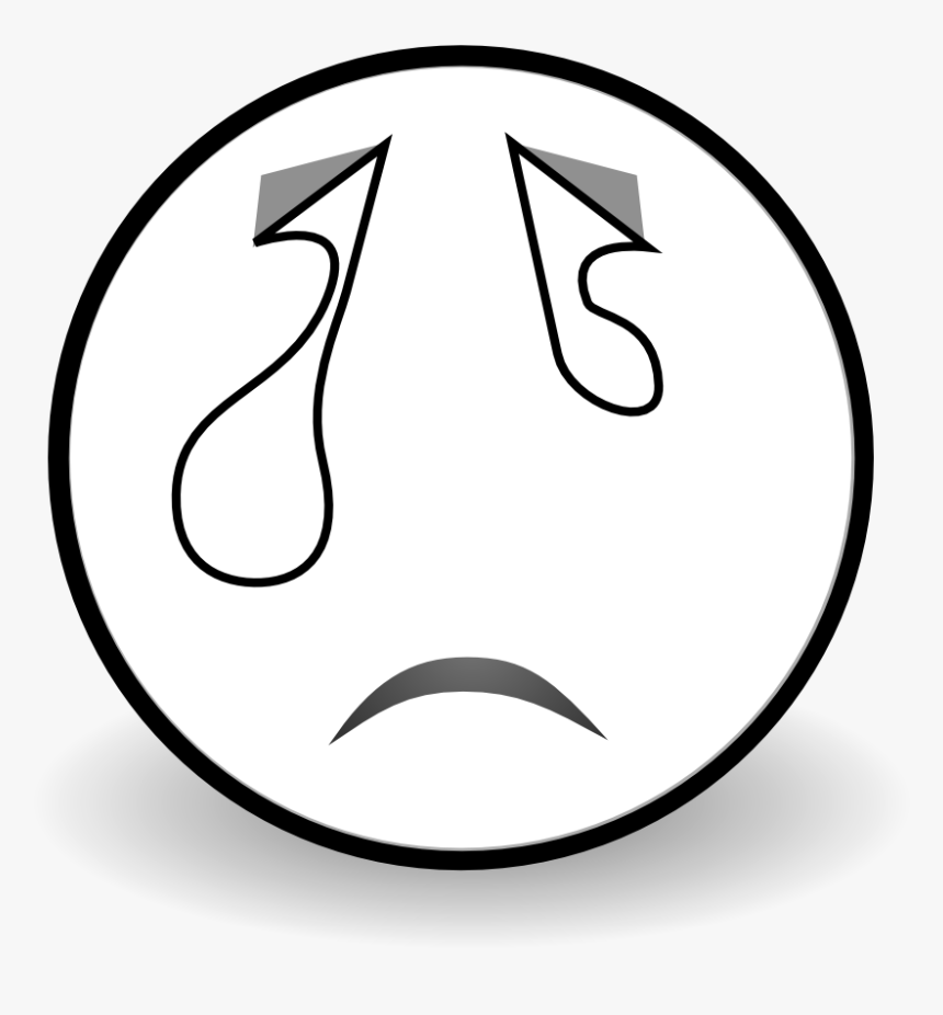 Cry Face Png -face Crying Black White Line Art 999px - Circle, Transparent Png, Free Download