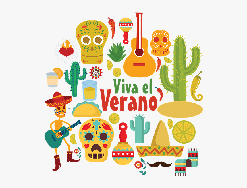 Mexico, Guitar, Cactus, Desert, Skulls, Santa Muerte - Viva Mexico Shirt Designs, HD Png Download, Free Download