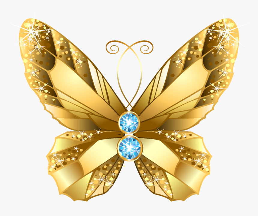 Cartoon Ornate Golden Butterfly Element - Golden Butterfly Png, Transparent Png, Free Download