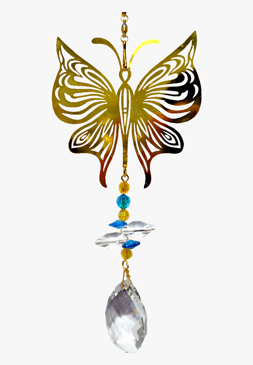 Gold Butterfly With Crystal Hanger 24 Inch - Crystal, HD Png Download, Free Download