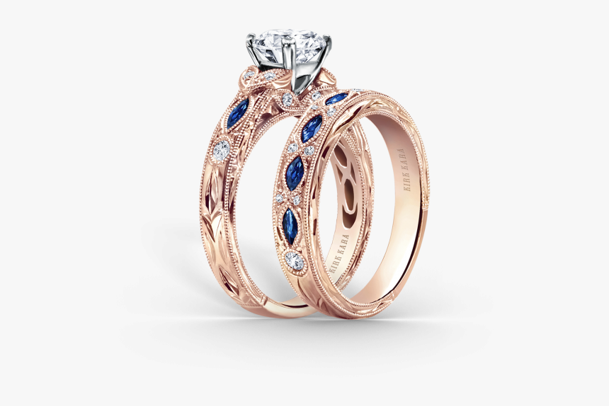 Rose Gold Sapphire Wedding Rings, HD Png Download, Free Download