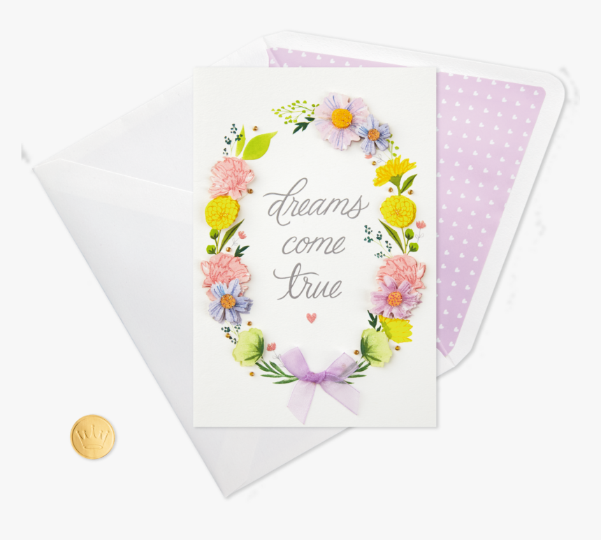 Dreams Come True Floral Wreath Congratulations Card - Greeting Card, HD Png Download, Free Download