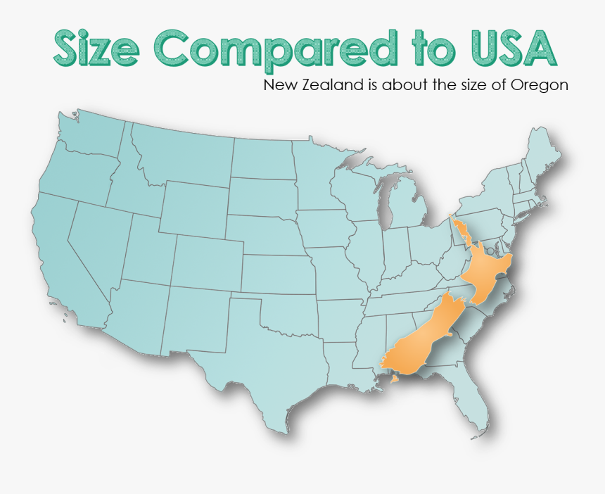 New Zealand Size Comparison Us - New Zealand Size Comparison, HD Png Download, Free Download