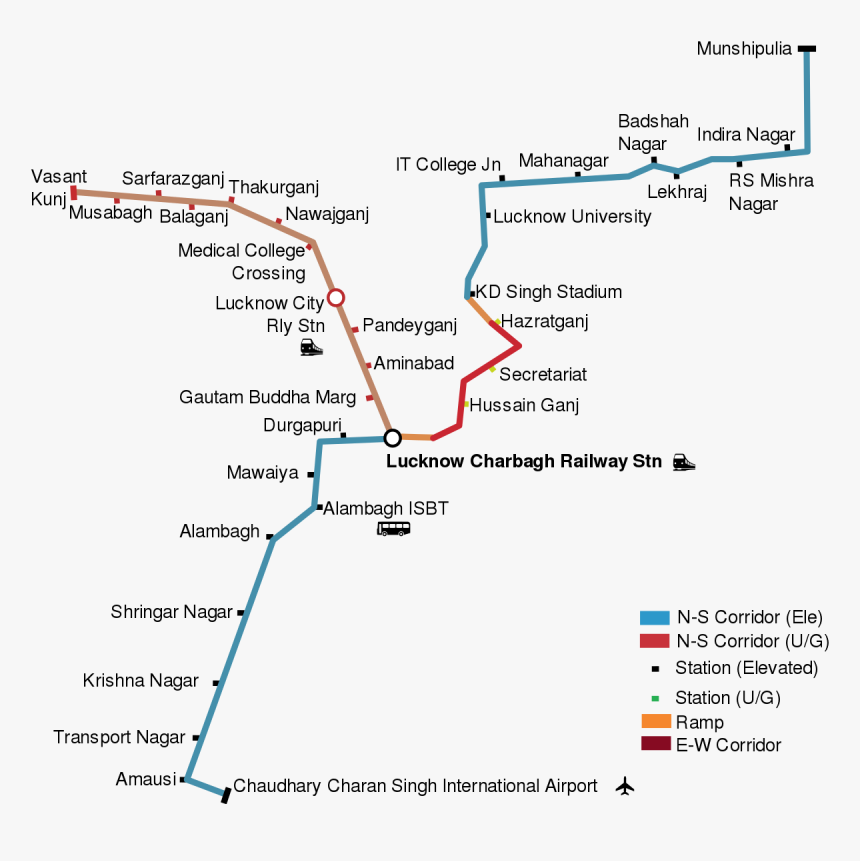 Lucknow Metro Route Map, HD Png Download, Free Download