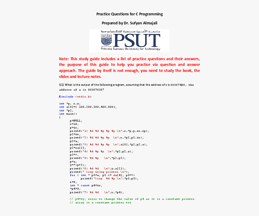 C Programming Array Questions, HD Png Download, Free Download