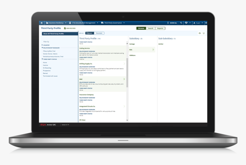 Third Party Catalog - Rsa Archer Audit Management, HD Png Download, Free Download