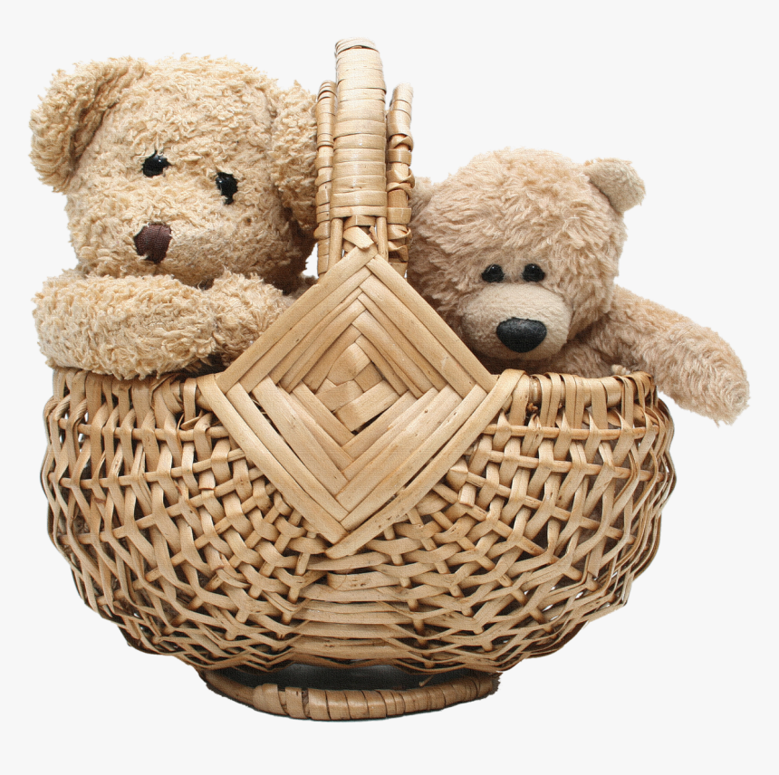 Two Teddy Bear In Basket - Teddy Bear Toy Png, Transparent Png, Free Download