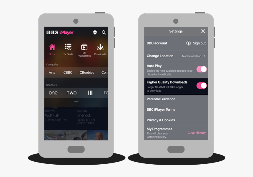 Steps To Toggle High Quality Downloads On Bbc Iplayer - Bbc Iplayer Sign, HD Png Download, Free Download
