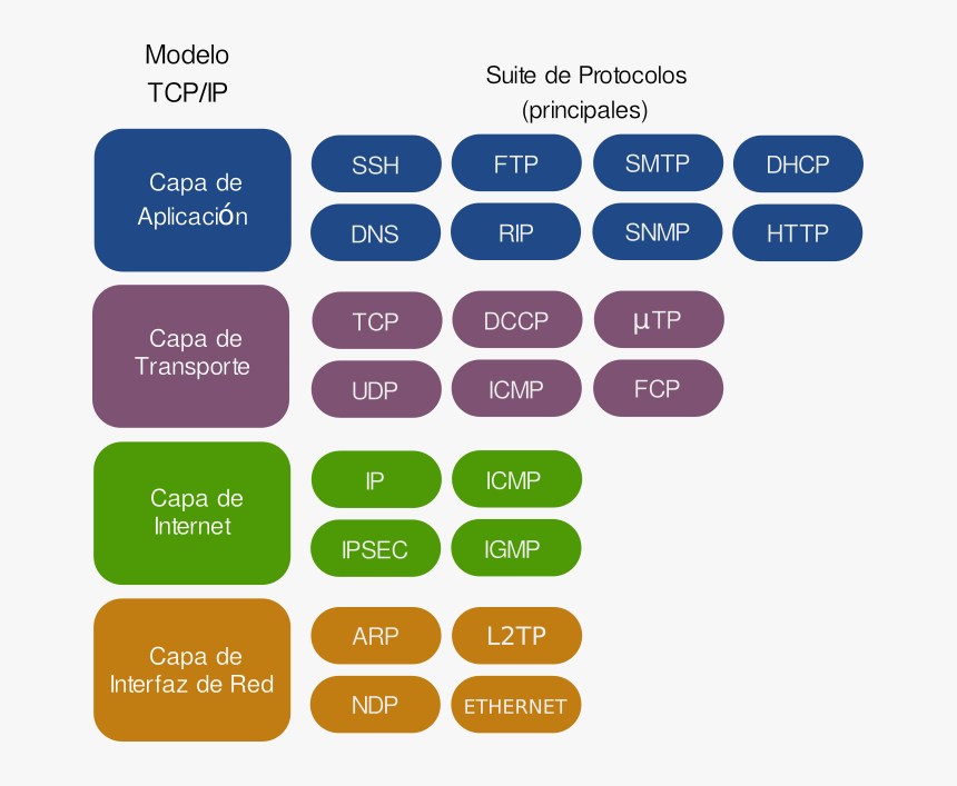 Suite De Protocolos Tcpip - Protocolos Del Modelo Tcp Ip, HD Png Download, Free Download