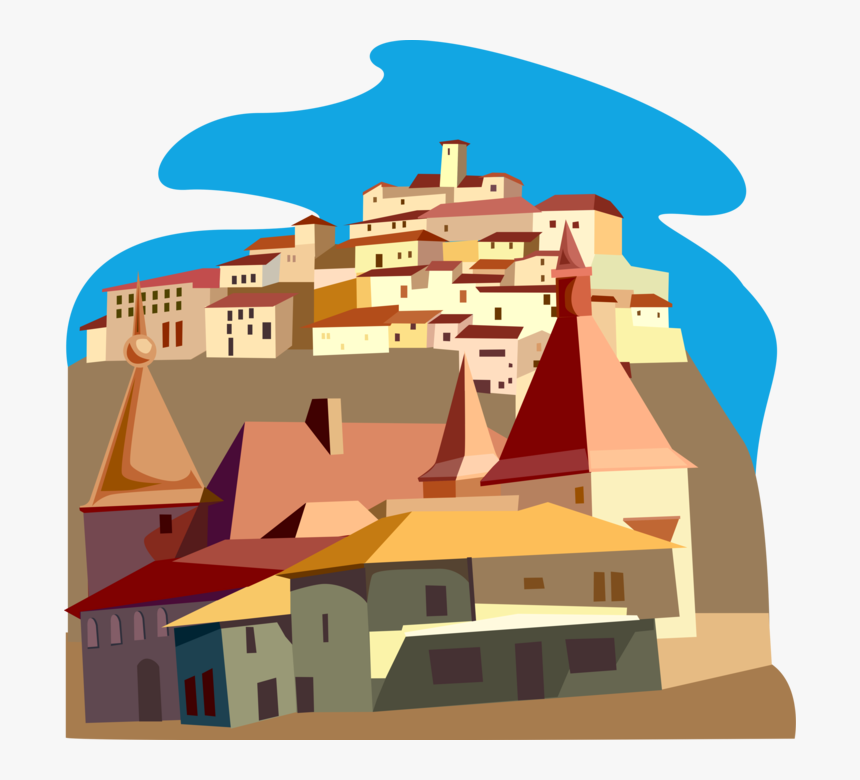 Vector Illustration Of France And Italian Village Architecture - Italian Village Vector, HD Png Download, Free Download