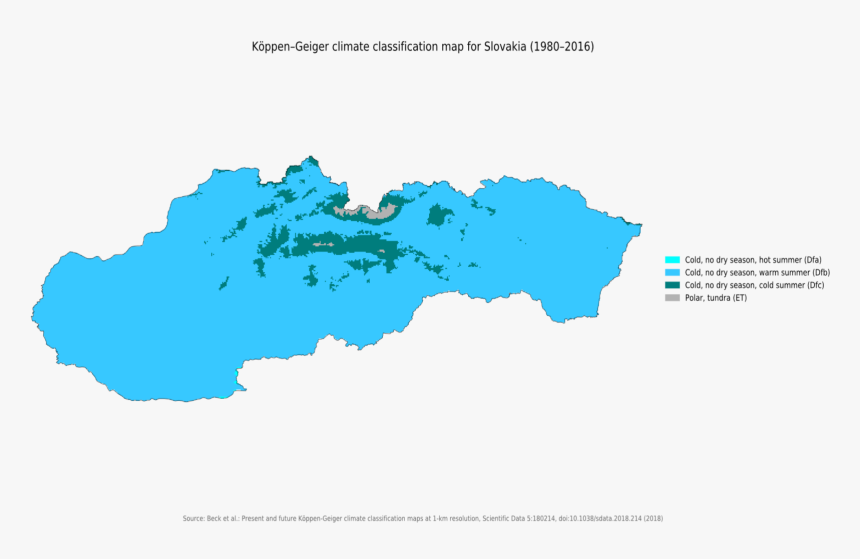 Koppen-geiger Map Svk Present - Slovakia Shape Of Country, HD Png Download, Free Download