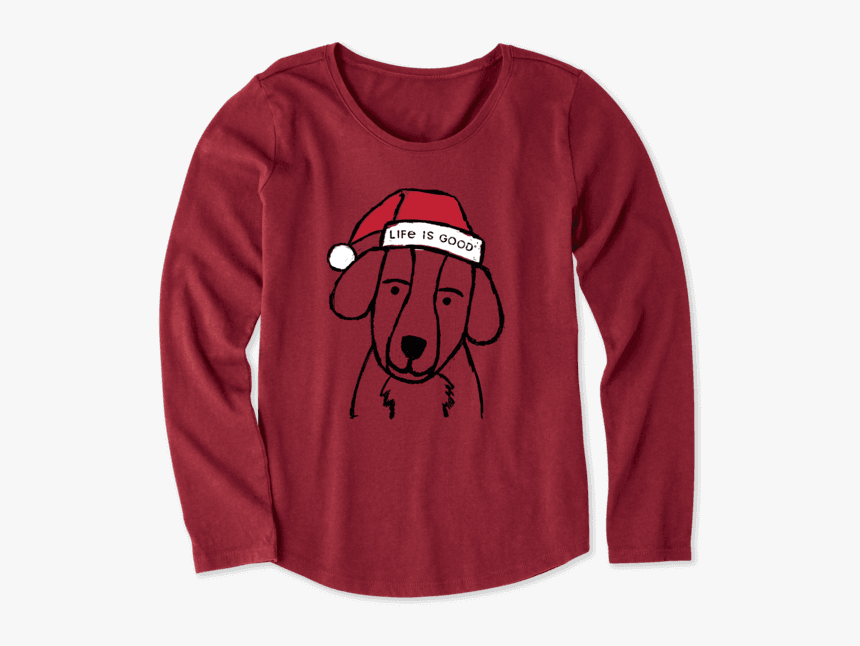 Girls Holiday Grunge Dog Long Sleeve Crusher Tee - Life Is Good, HD Png Download, Free Download