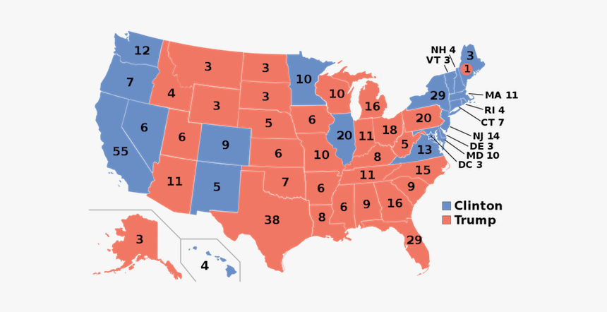 2016 Presidential Election Results Map, Gage/wikimedia - If The Electoral College Was Proportional, HD Png Download, Free Download