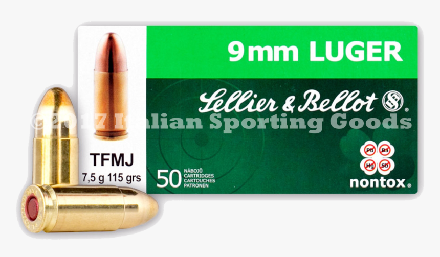 Sellier & Bellot 9mm Luger, 115 Gr Non Toxic"
 Title="sellier - 9mm, HD Png Download, Free Download