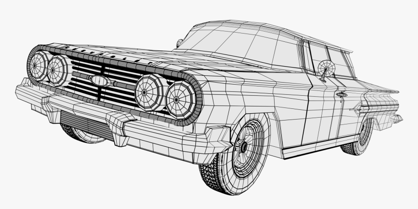 Impala 1960 Wireframe Blender - Car Render Wireframe Png, Transparent Png, Free Download