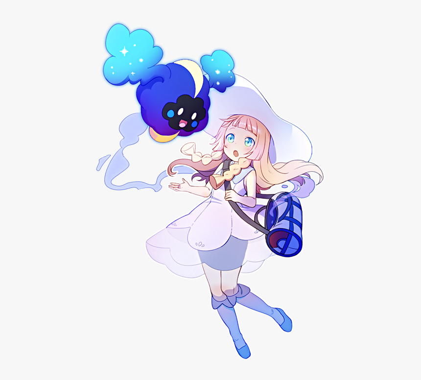 Lillie And Cosmog Drawn By Chaba (hortensia) - Cartoon, HD Png Download, Free Download