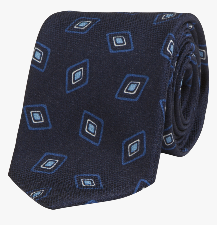 Navy Diamond Block Print Silk Tie"
 Title="navy Diamond - Leather, HD Png Download, Free Download