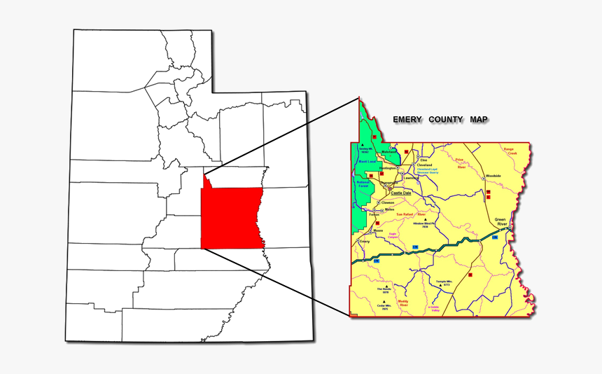 Emery County Utah Map Utah Map Outline Png - Emery County Utah, Transparent Png - Kindpng