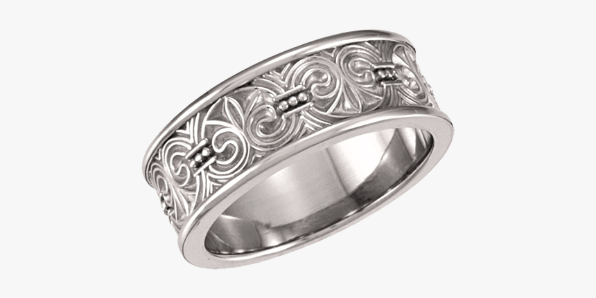 Fleur De Lis Design Wedding Band - Fleur De Lis Wedding Ring, HD Png Download, Free Download