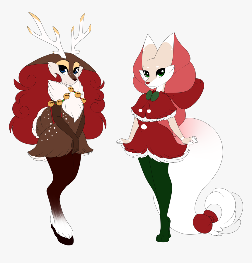 Braixen / Winter Sawsbuck And A Braixen / Delibird - Cartoon, HD Png Download, Free Download