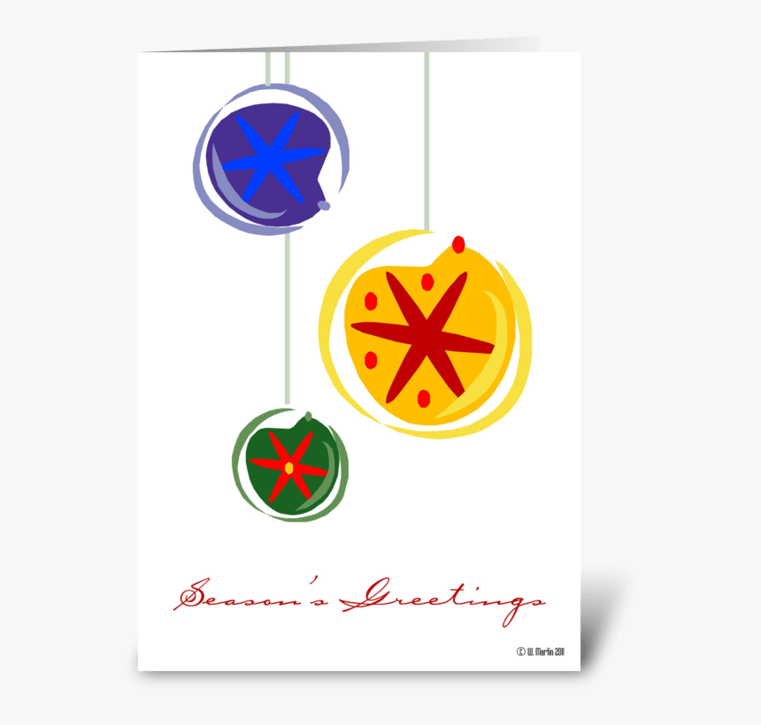 Three Christmas Bulbs Christmas Card Greeting Card - Emblem, HD Png Download, Free Download