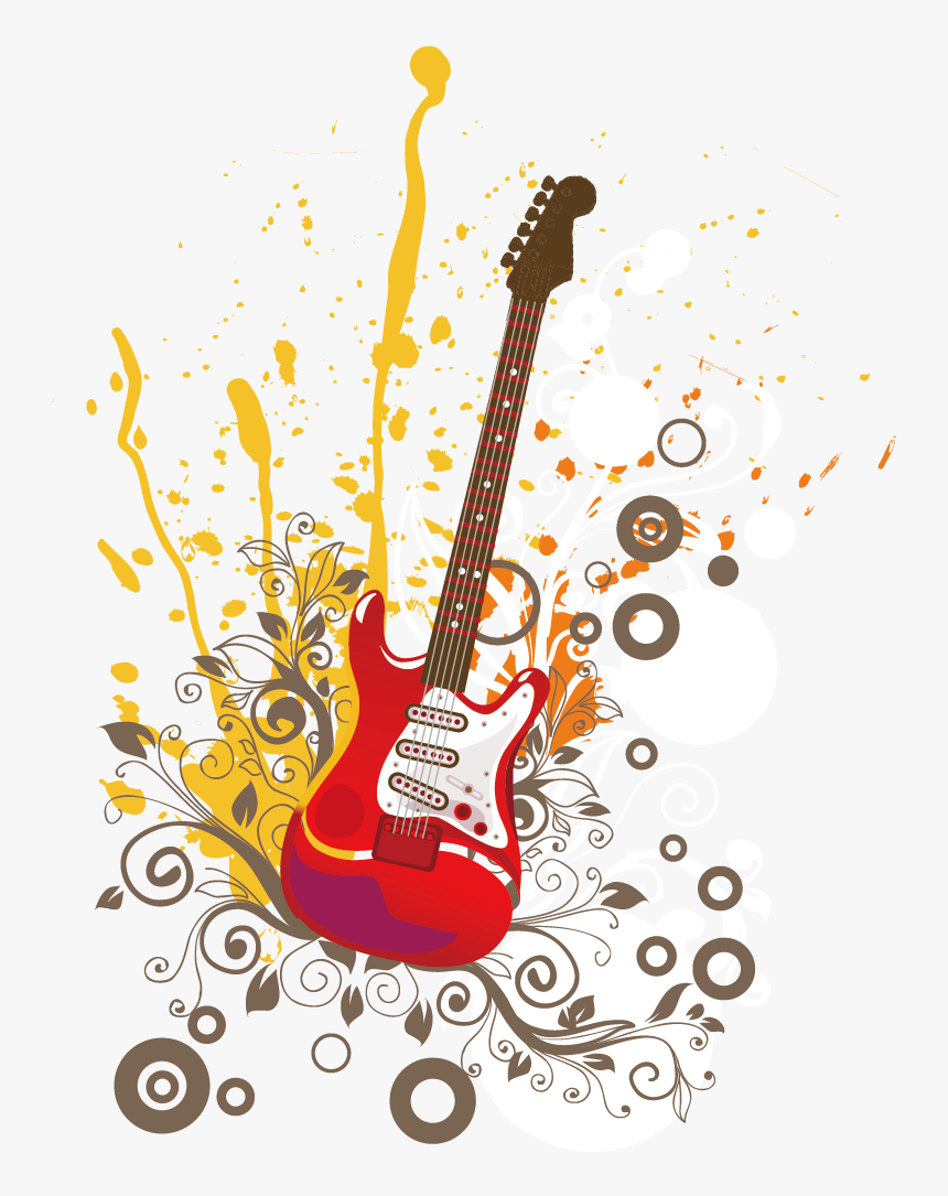 Guitar Watercolor Art Illustration Free Frame Clipart - Watercolor Guitar Png, Transparent Png, Free Download