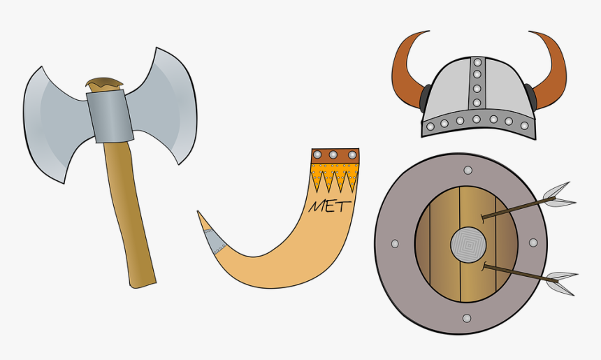 Axe, Battle Axe, Weapon, Helm, War Helmet - Cartoon, HD Png Download, Free Download