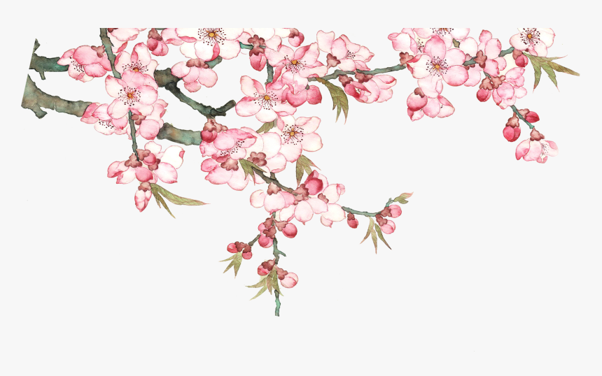 Download Watercolor Blossom Tree Pixel Peach Png Download - Peach Blossom Png, Transparent Png, Free Download