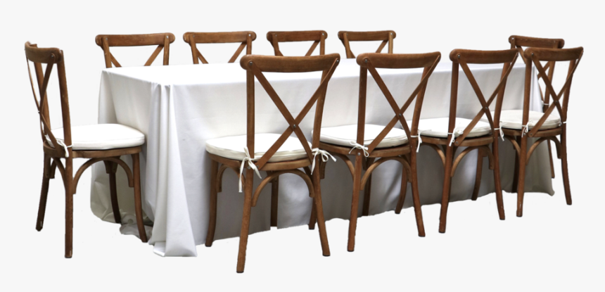 Banquet Table With 10 Honey Brown Cross-back Chairs - Round Banquet Table Cross Chair Png, Transparent Png, Free Download