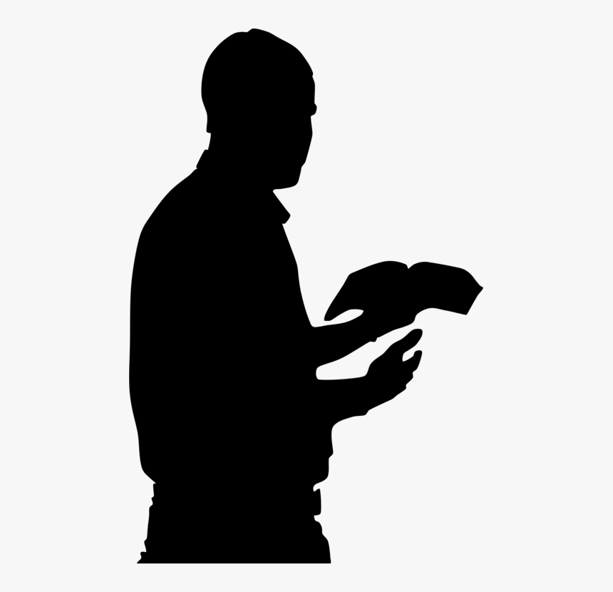 Human Behavior,silhouette,hand - Man With Bible Silhouette, HD Png Download, Free Download