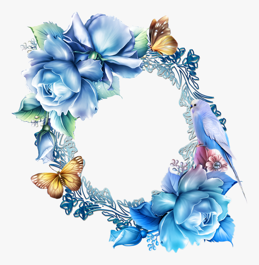 Transparent Flower Border Png - Blue Floral Border Design, Png Download, Free Download