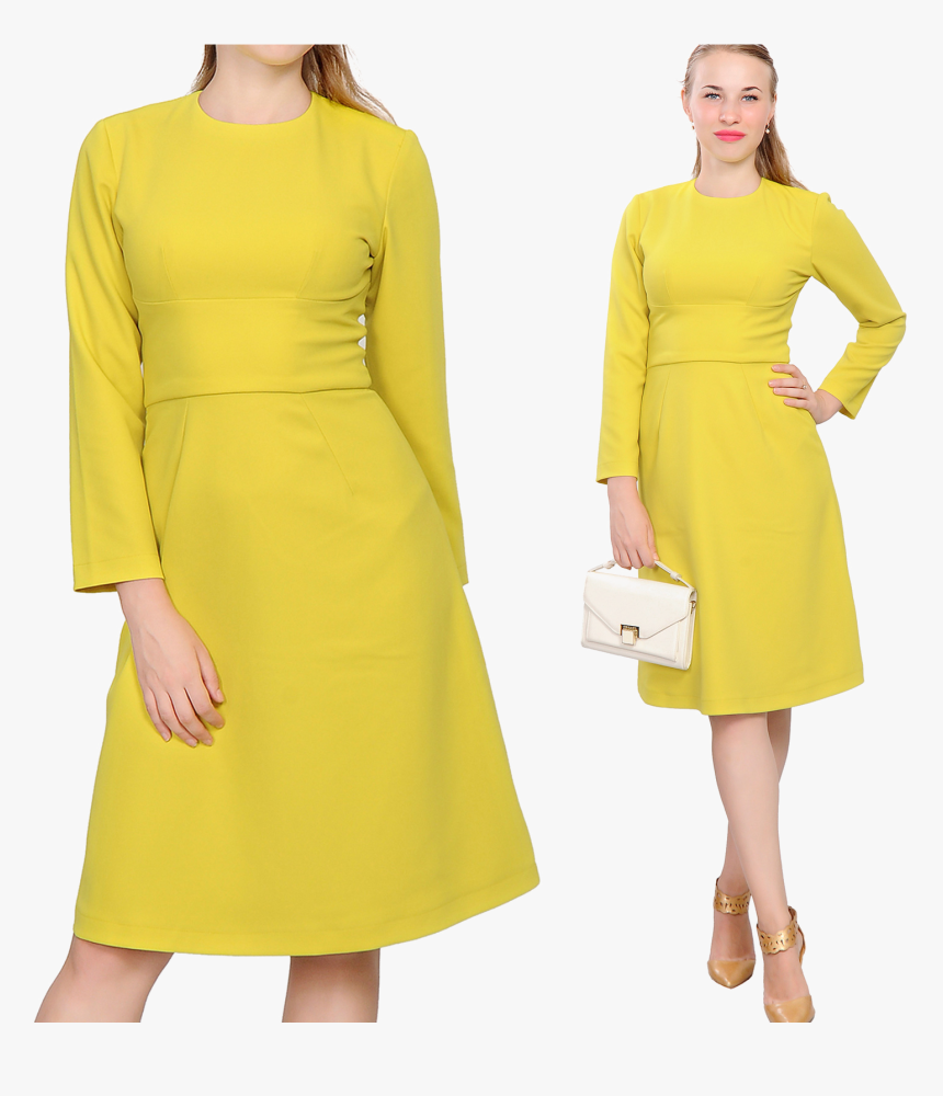 Long Sleeve Dress Free Png Image - Knee Length Dresses Office Wear, Transparent Png, Free Download