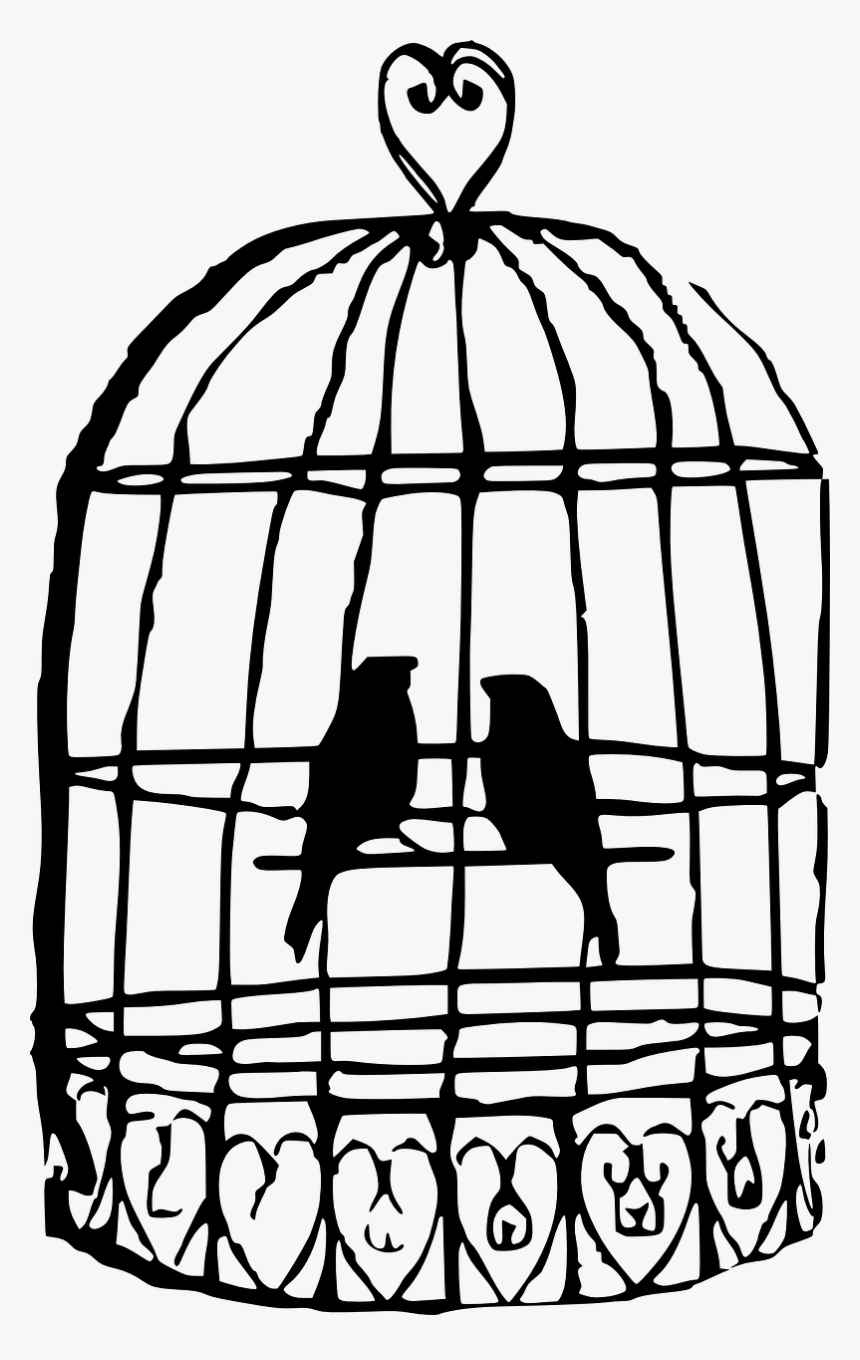 Clip Art Love Birds Cage - Drawing Of Bird Cage, HD Png Download, Free Download