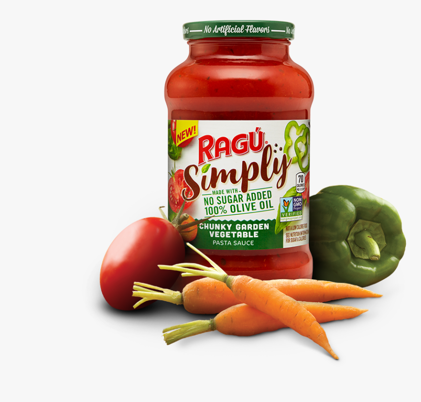 Ragú Simply Chunky Garden Vegetable Pasta Sauce - Ragu Chunky Garden Vegetable, HD Png Download, Free Download